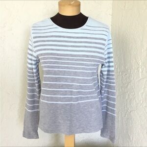 Keren Hart thermal long sleeve striped top Womans large blue and gray side slit